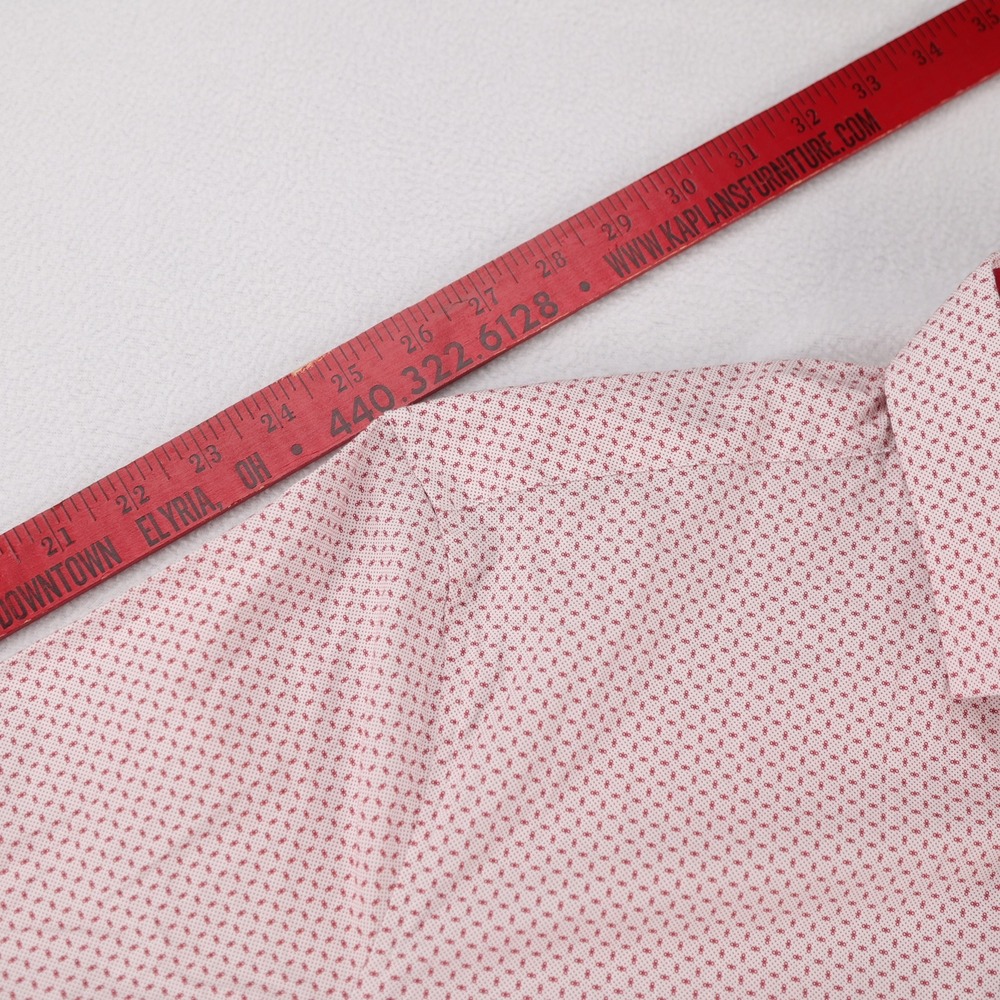 Soul of London Mens Button Down Shirt Red White Geometric Print Stretch Large - Picture 7 of 10